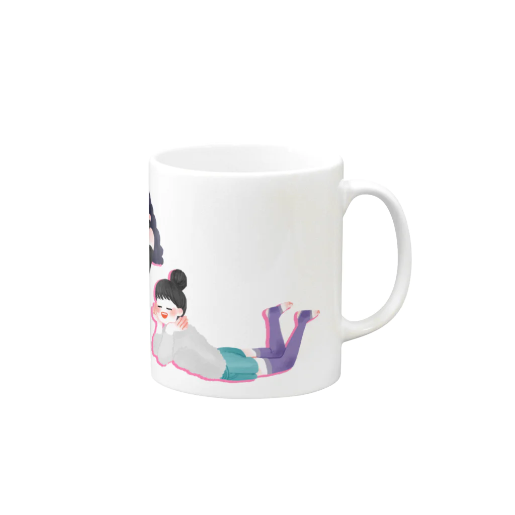 ぷくぷくマーケットの夢見る女の子 Mug :right side of the handle