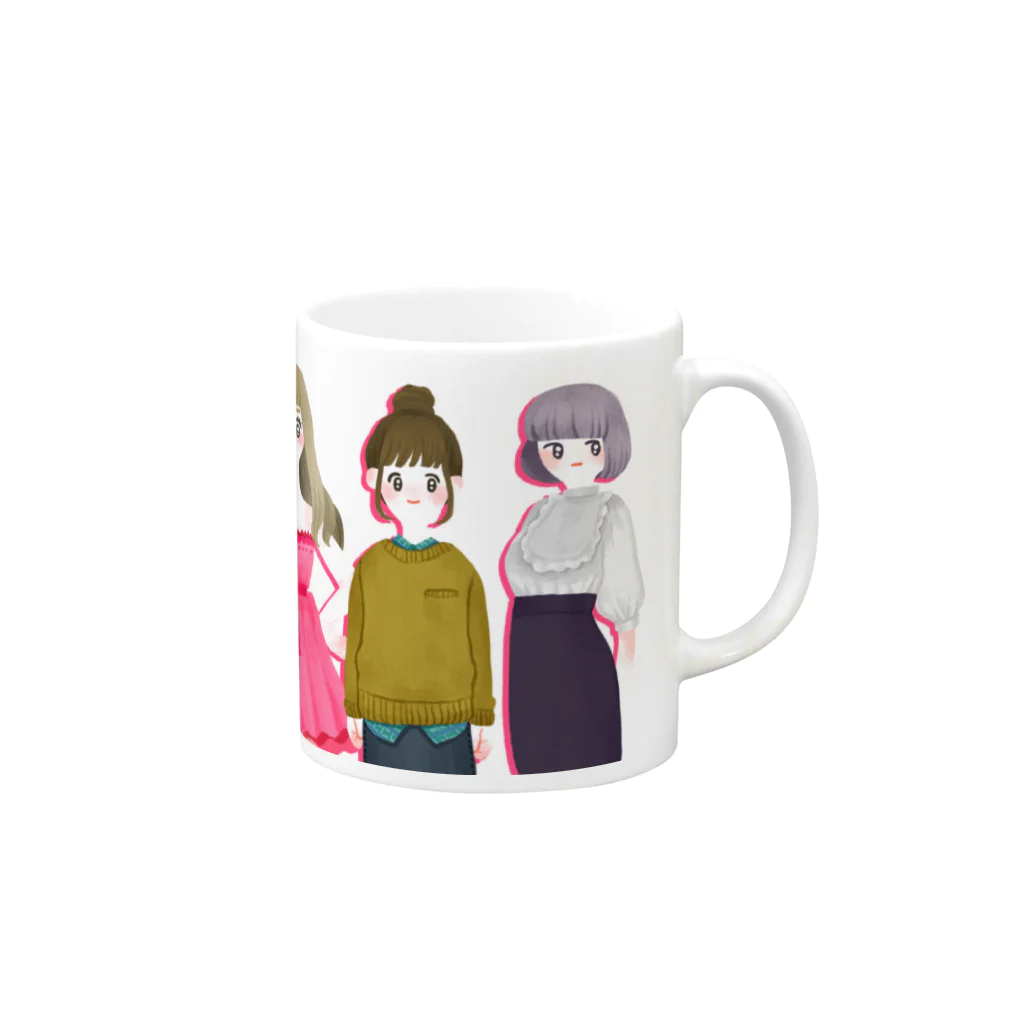 ぷくぷくマーケットのおんなのこたち Mug :right side of the handle