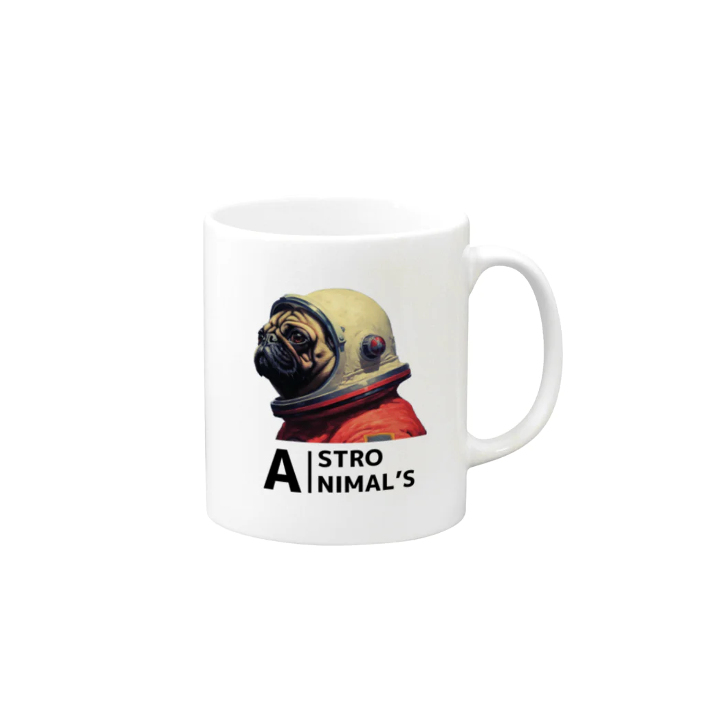 ASTRO AIのASTRO ANIMAL'S パグ Mug :right side of the handle