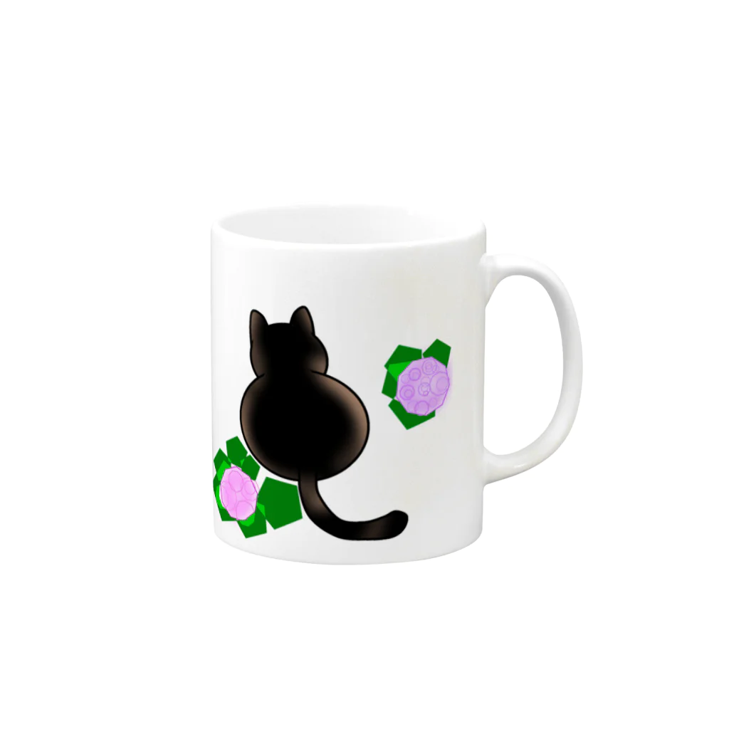 世界地図の黒猫さん Mug :right side of the handle