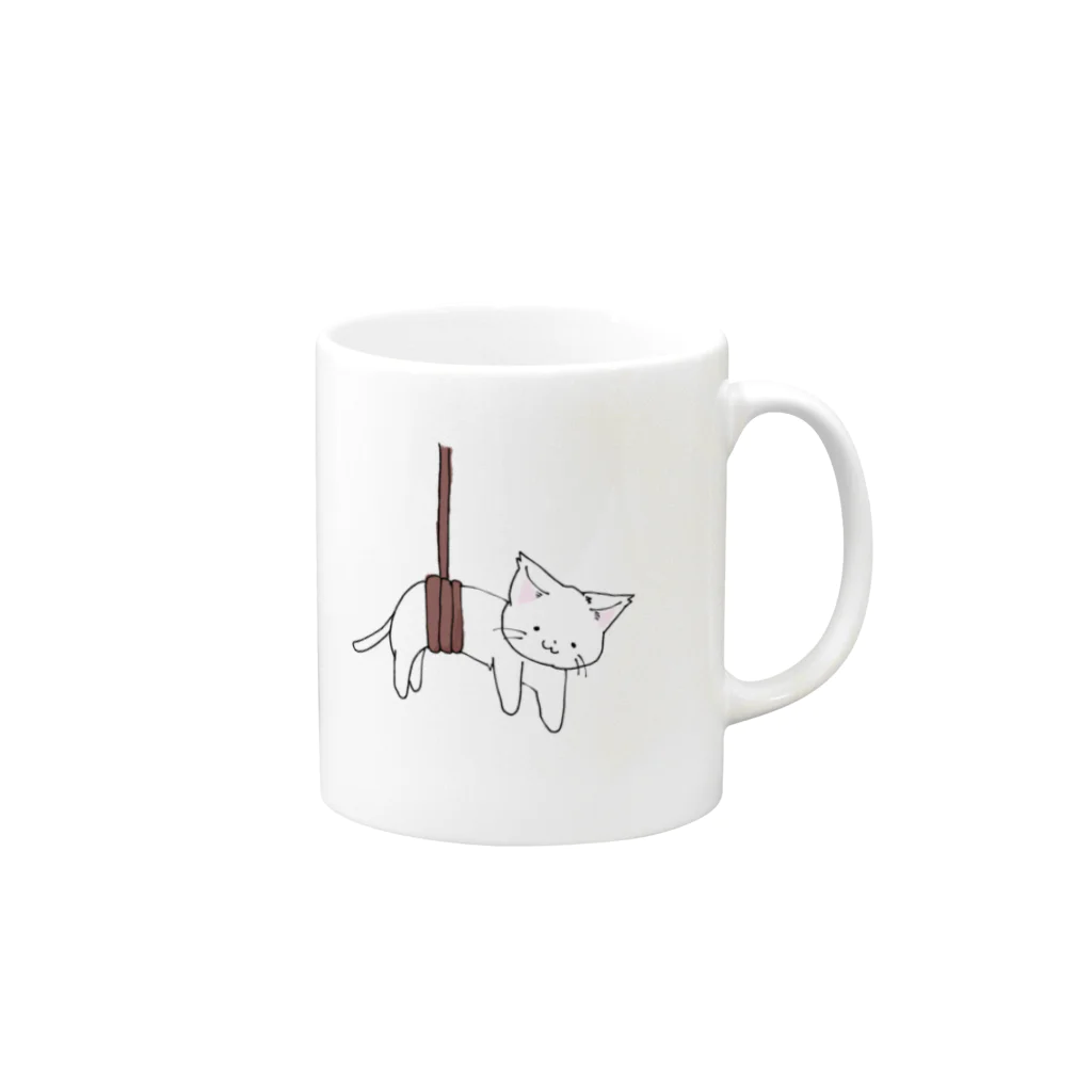 ねこしっぽ。のねこすくい（白） Mug :right side of the handle