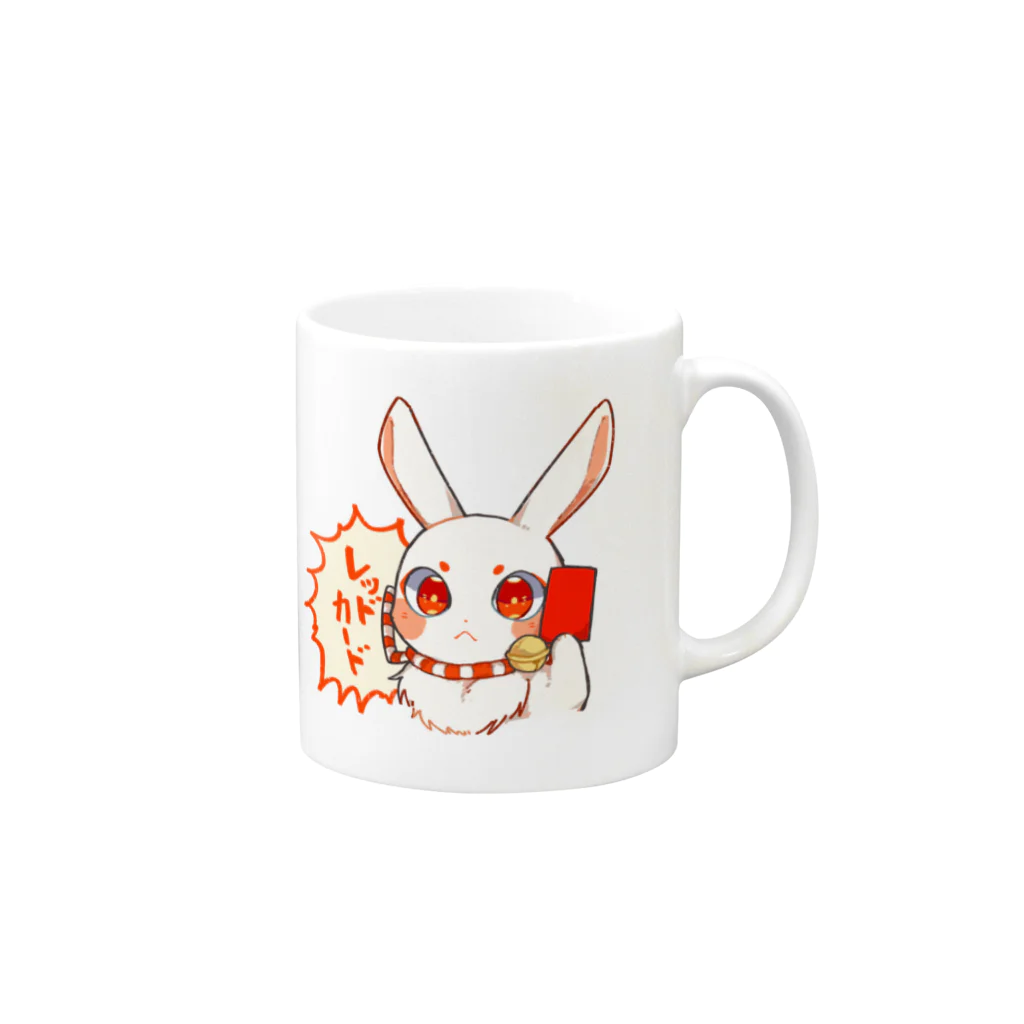 .°ஐ.*まりる°ஐ.*のレッドカードうさぎ Mug :right side of the handle