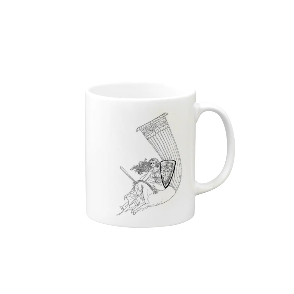 入り江わにアナログ店の角杯（リュトン）シリーズ２ Mug :right side of the handle