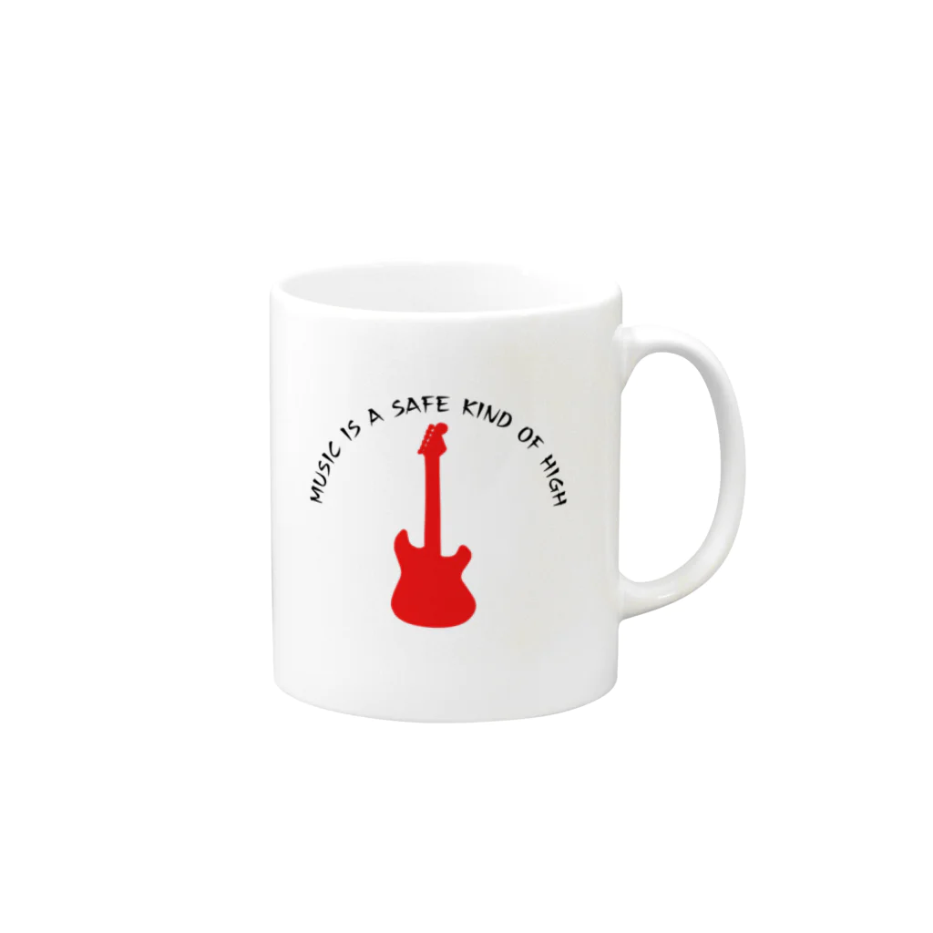 サトオの赤いギター Music is a safe…ギタリスト名言　黒 Mug :right side of the handle