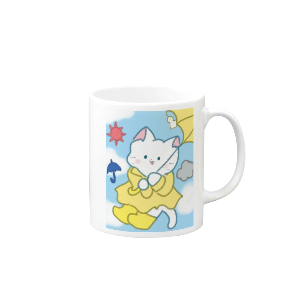 なくも/イラストレーターの気象予報ねこちゃん Mug :right side of the handle