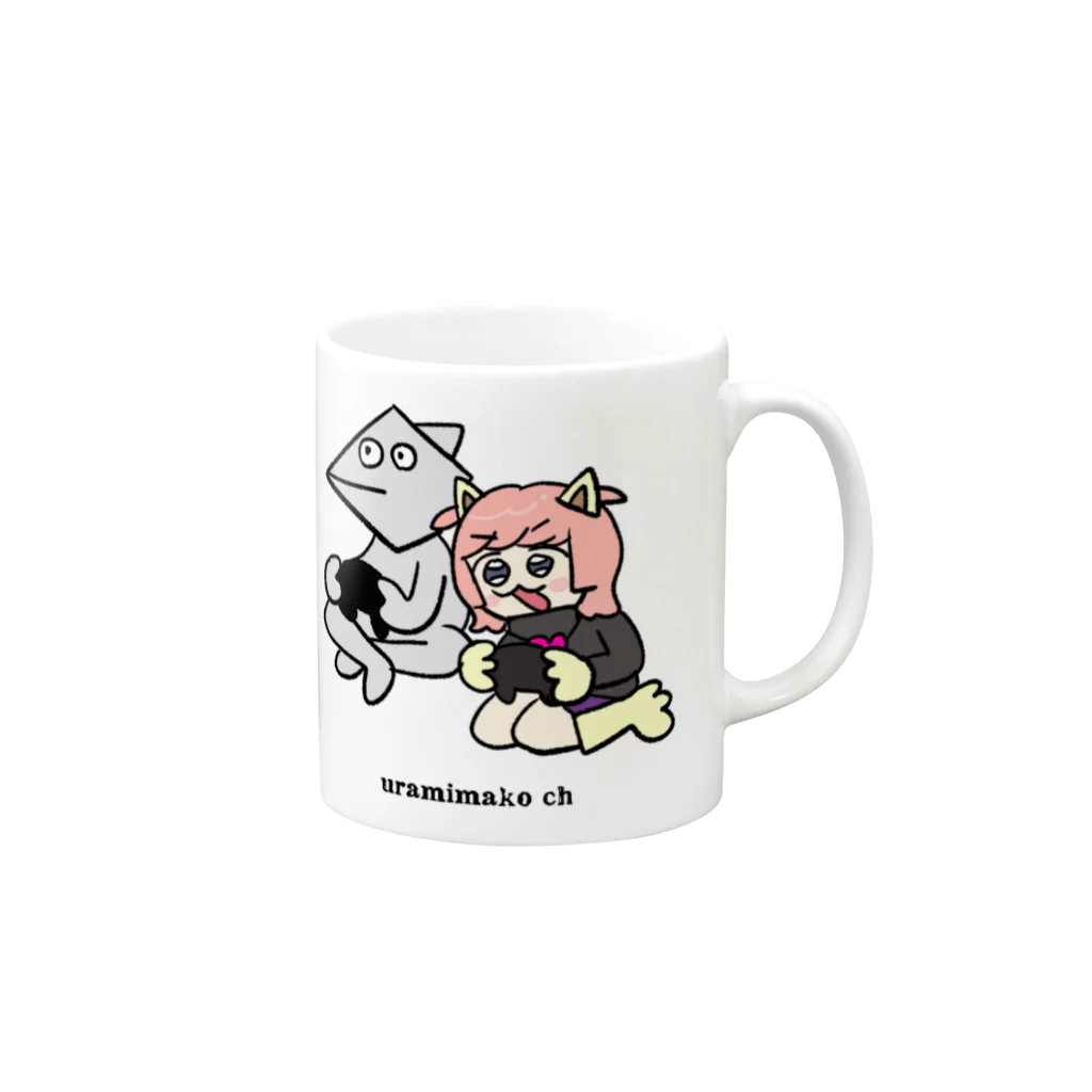 浦見のスズリのマコジュゲGAMES_黒文字ver Mug :right side of the handle