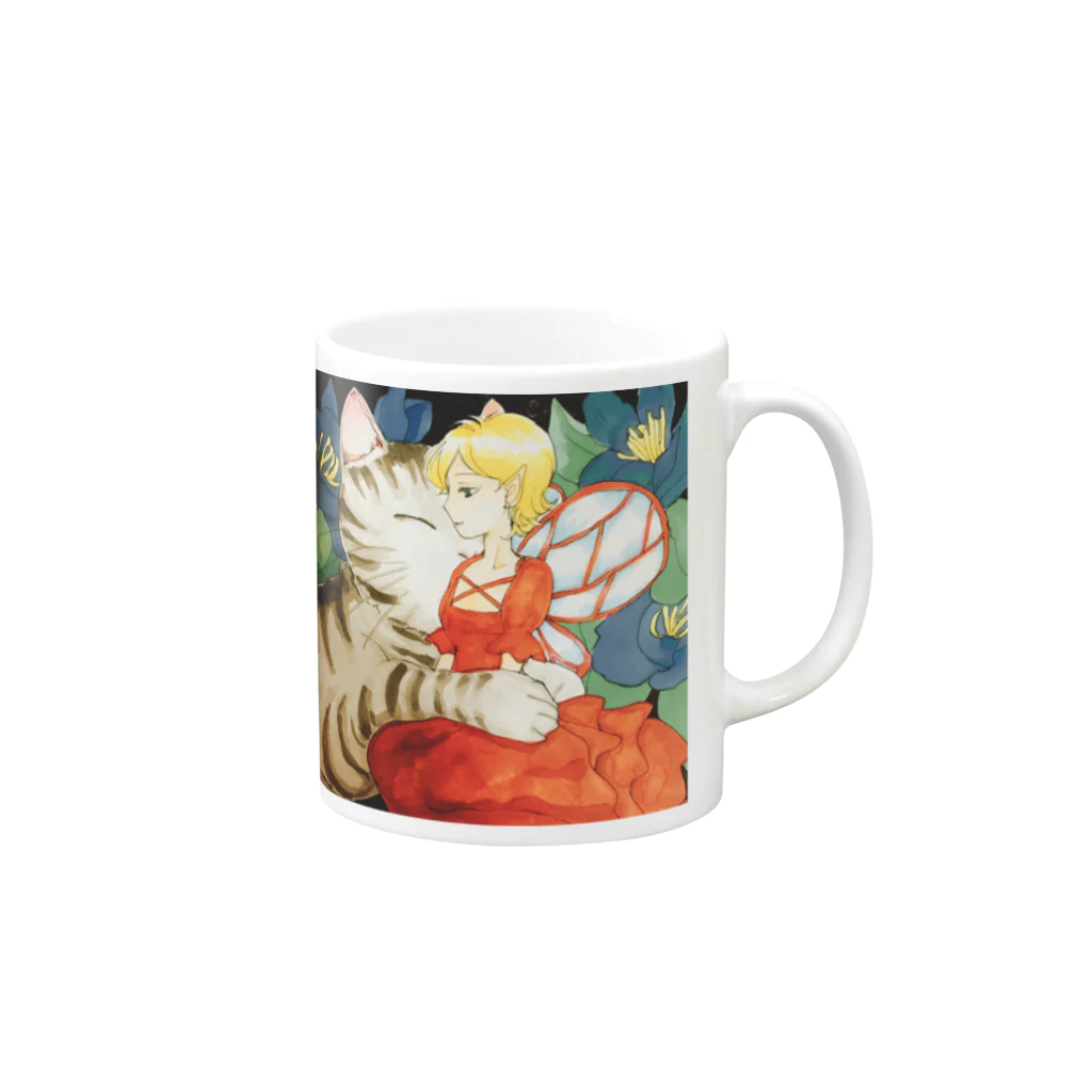 Emma Kingの妖精と猫 Mug :right side of the handle