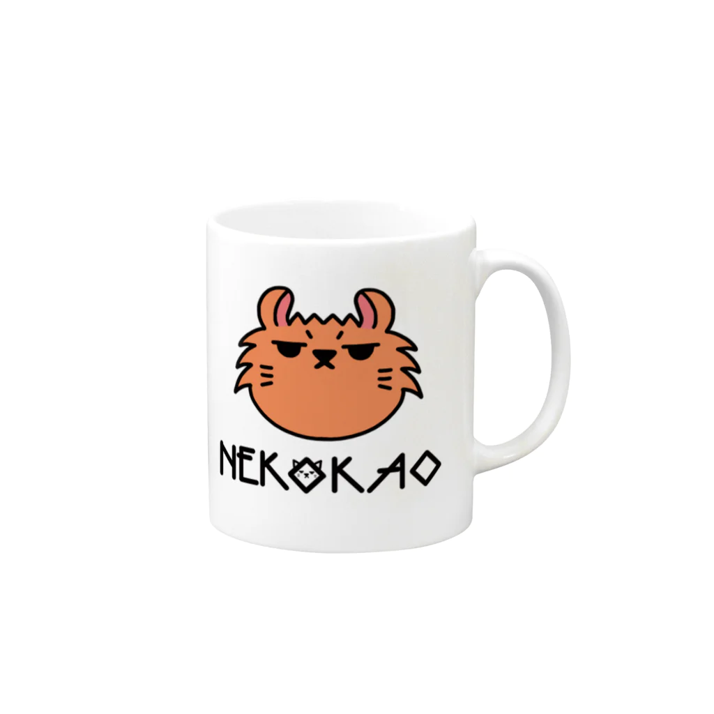 NEKOKAOの無気力そうな猫。アメリカンカールのあーさん Mug :right side of the handle