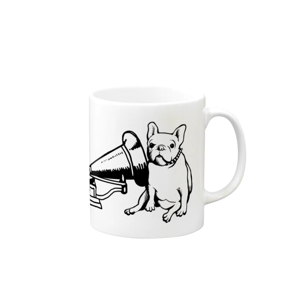 チンパンジーマートのご主人の声を聞く犬 Mug :right side of the handle