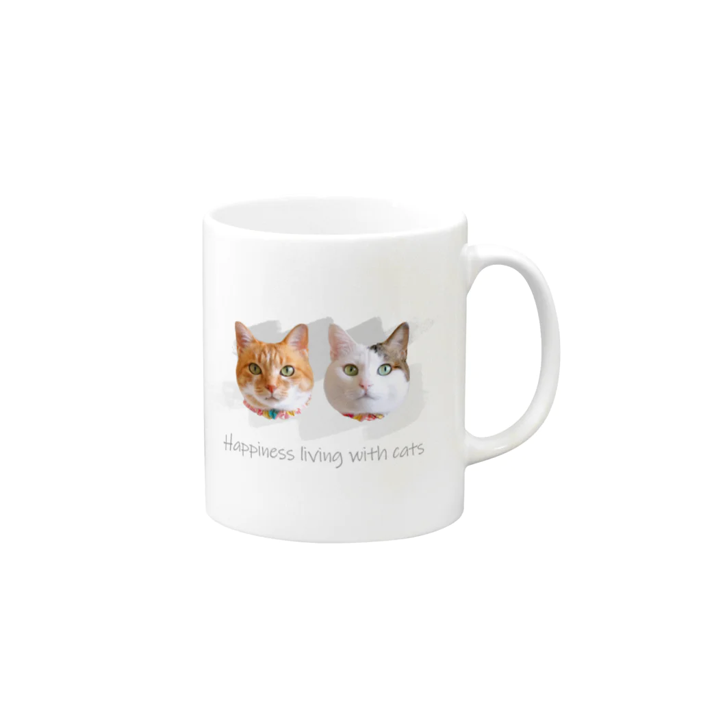 ナナちゃん・ポンちゃんのお店【SUZURI支店】のまんまるねこ（グレー） Mug :right side of the handle