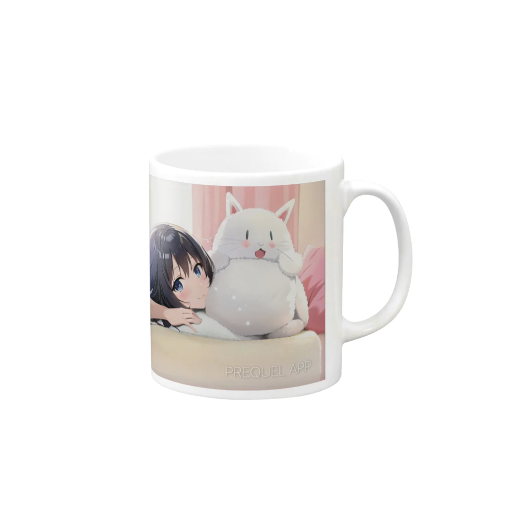 青い衝撃の無題の女の子 Mug :right side of the handle