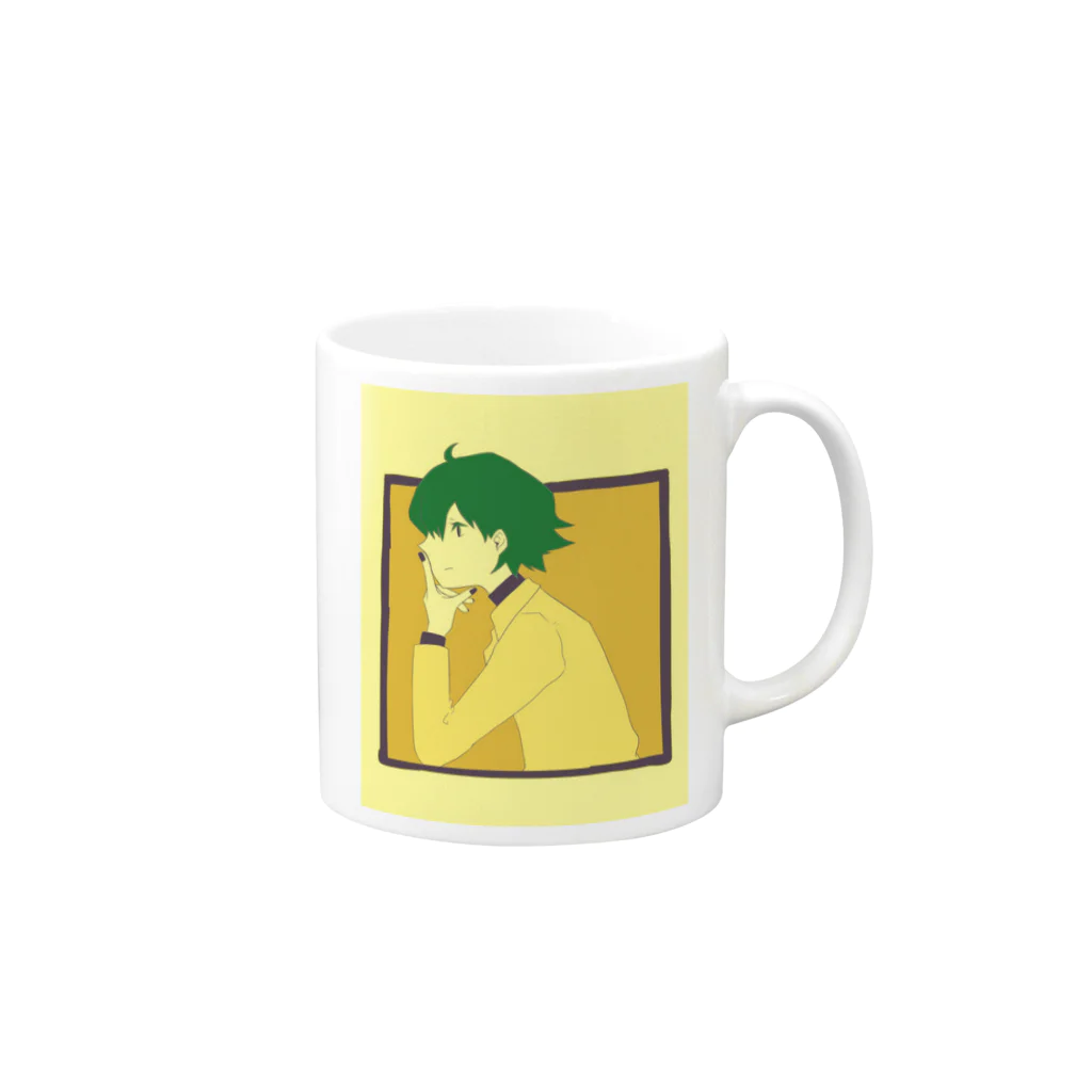 よしだ。のかんがえちゅう Mug :right side of the handle