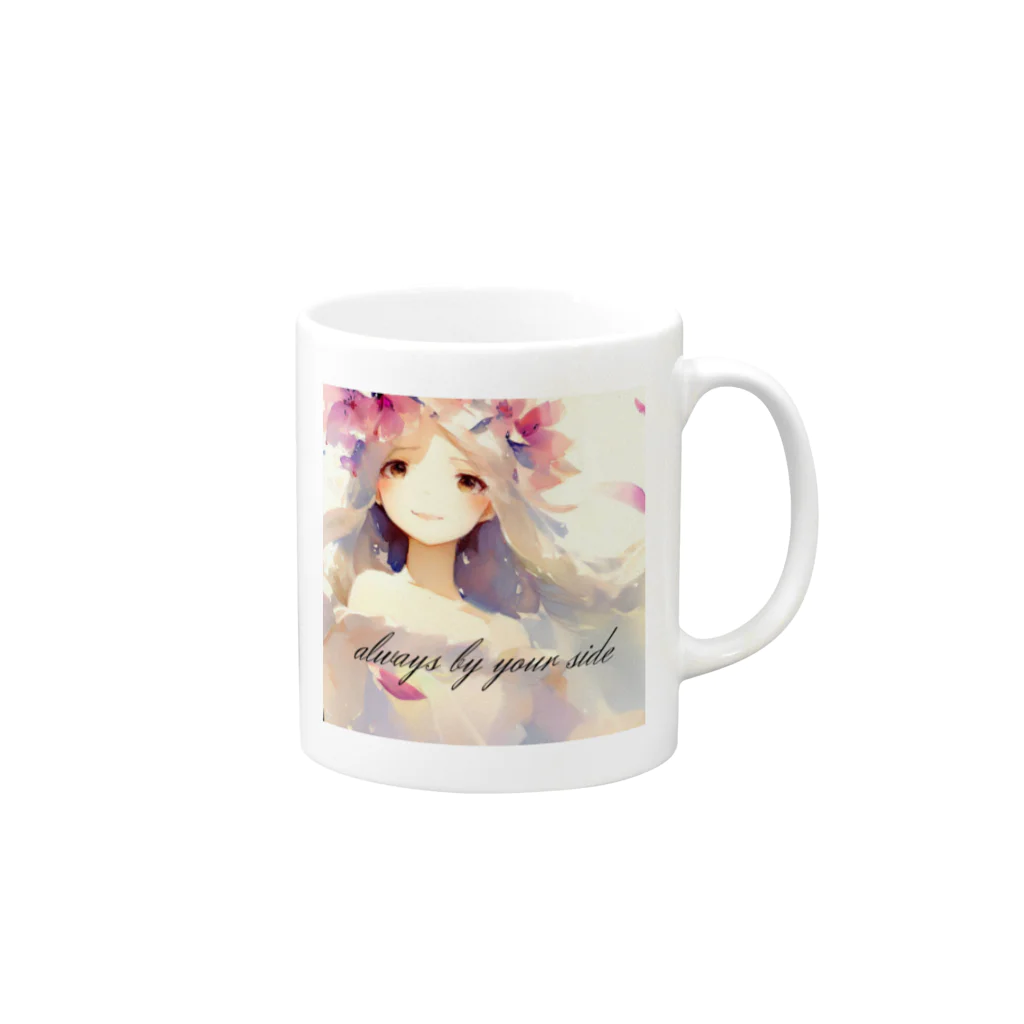 sweetsmailstudioの水彩画少女 Mug :right side of the handle