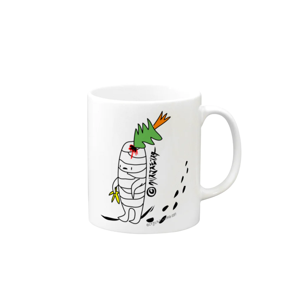 キャラファク・世界一売れていないざつゆるキャラデザイナーのクリスマスモンスター Mug :right side of the handle