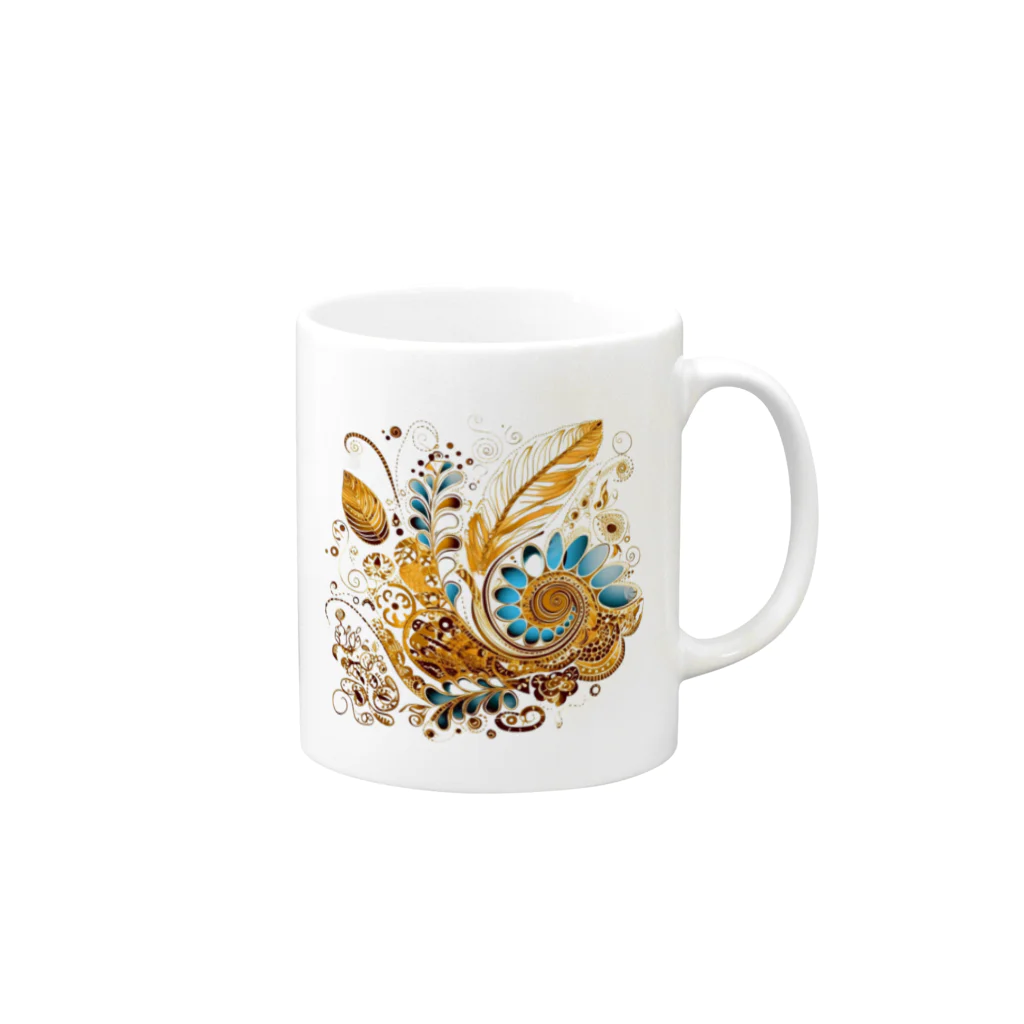 Connect Happiness DesignのGolden  Leaves Mug :right side of the handle