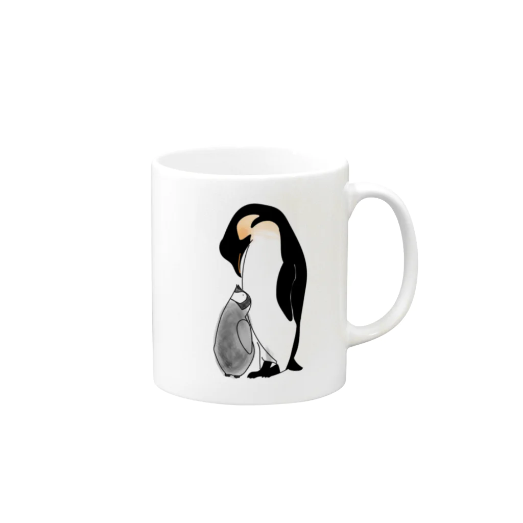 ぎょぎょまあとのペンギン親子🐧 Mug :right side of the handle