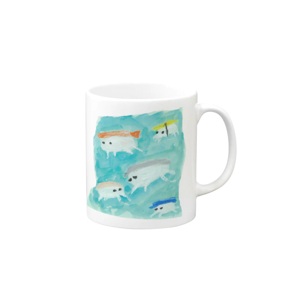 だちゃんの寿司魚 Mug :right side of the handle