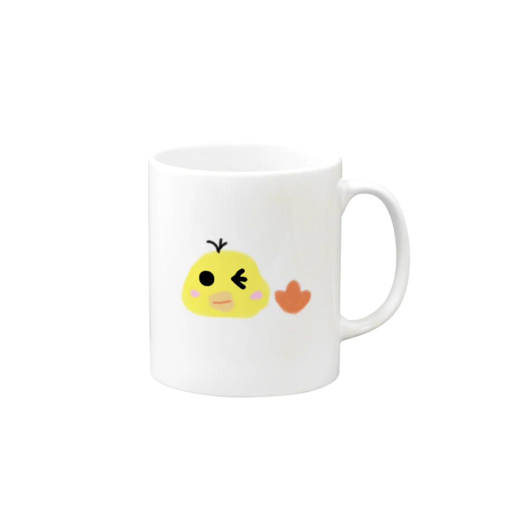 お庭ダンスショップのウィンクしてるぴよちゃん Mug :right side of the handle