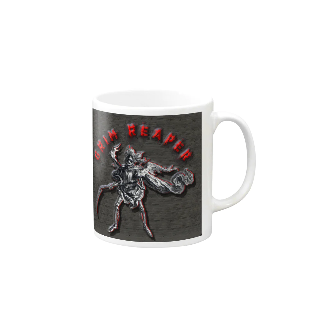 PALA's SHOP　cool、シュール、古風、和風、のGrim Reaperー鎧を着た死神 Mug :right side of the handle