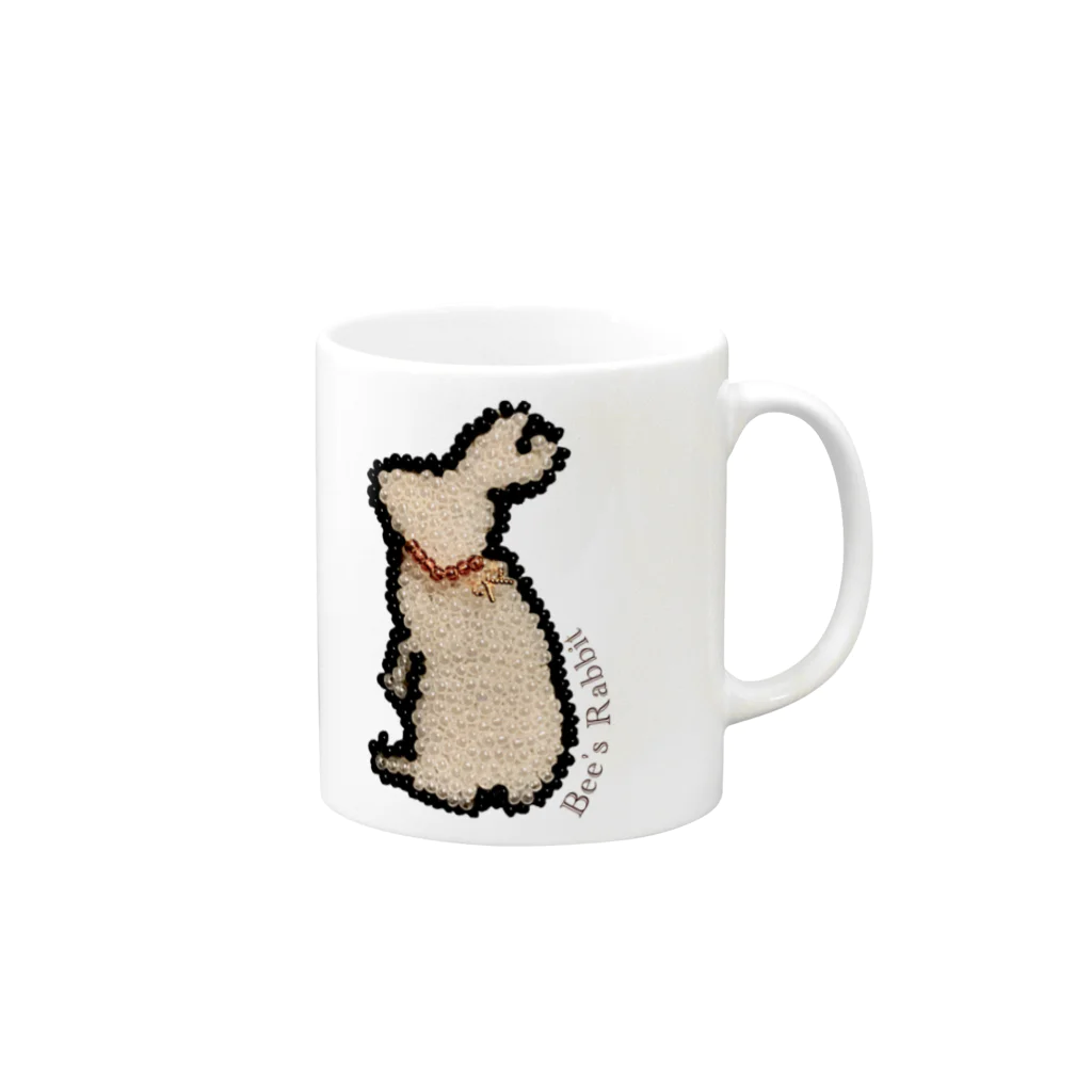 Mouse Houseのビーズ刺繍のうさぎ、 Mug :right side of the handle
