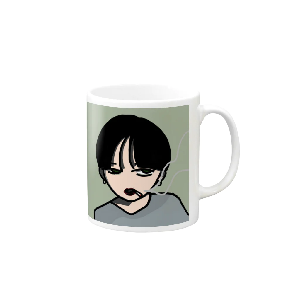 ツクルヒトのheavy smoker2 Mug :right side of the handle