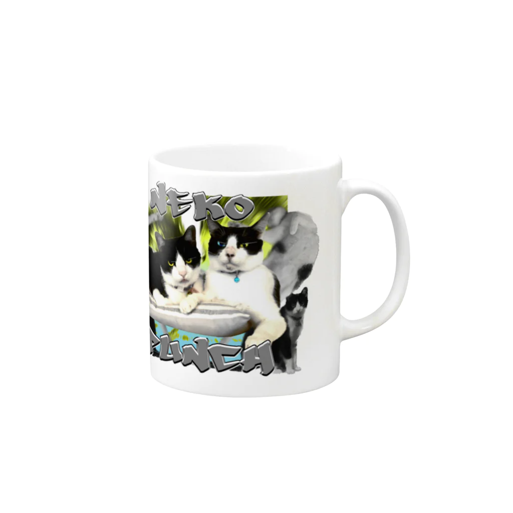 しょっぷのなまえ！のギャング猫 Mug :right side of the handle