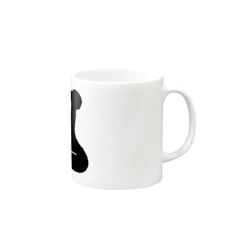 ナラティヴ・ラボ マーケットのくまざわくん（ブラックライン） Mug :right side of the handle