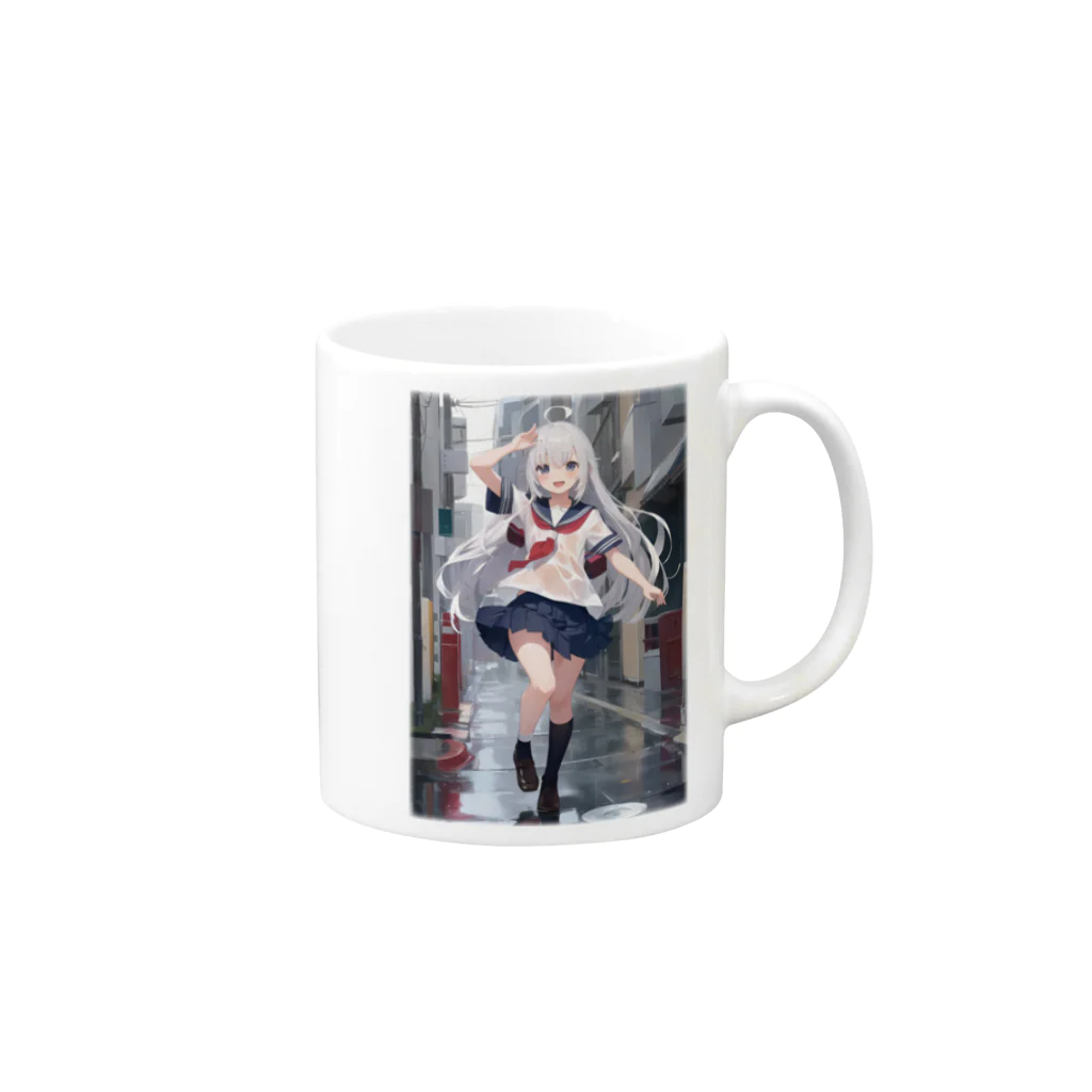 KAZAHANAの雨上がりの少女 Mug :right side of the handle