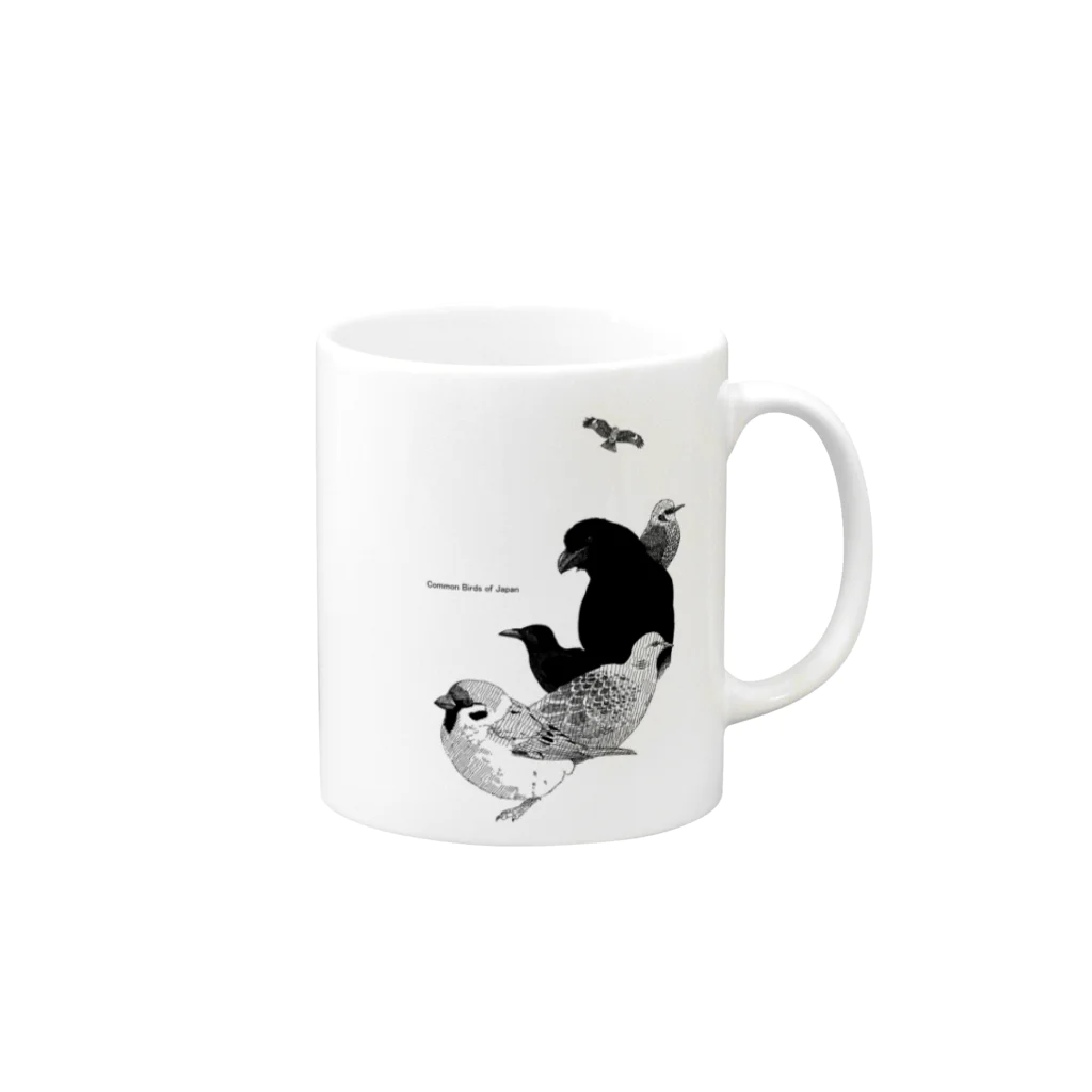 ushidahanatoriの日本の身近な野鳥 Mug :right side of the handle