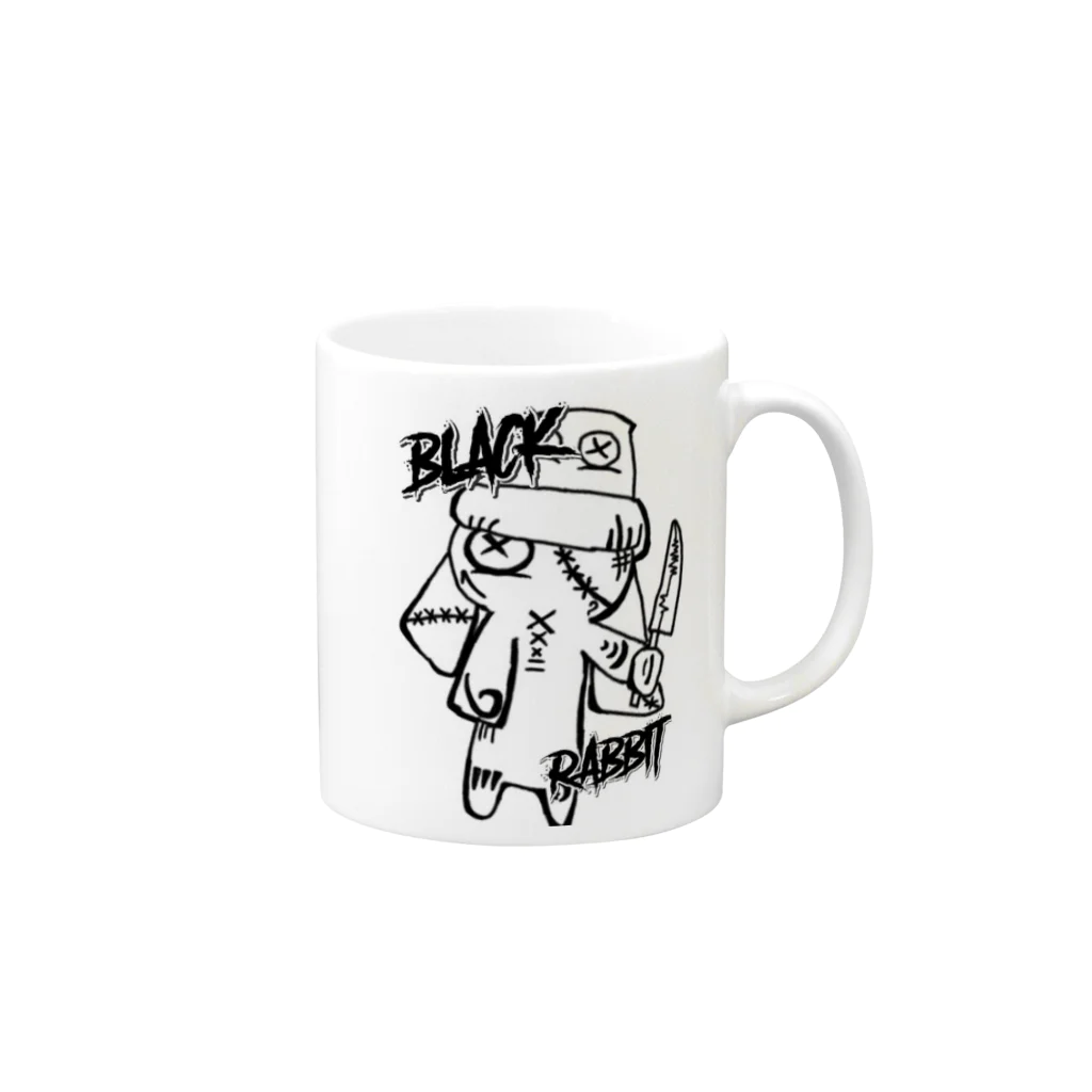 y_po008のBLACK RABBIT Mug :right side of the handle