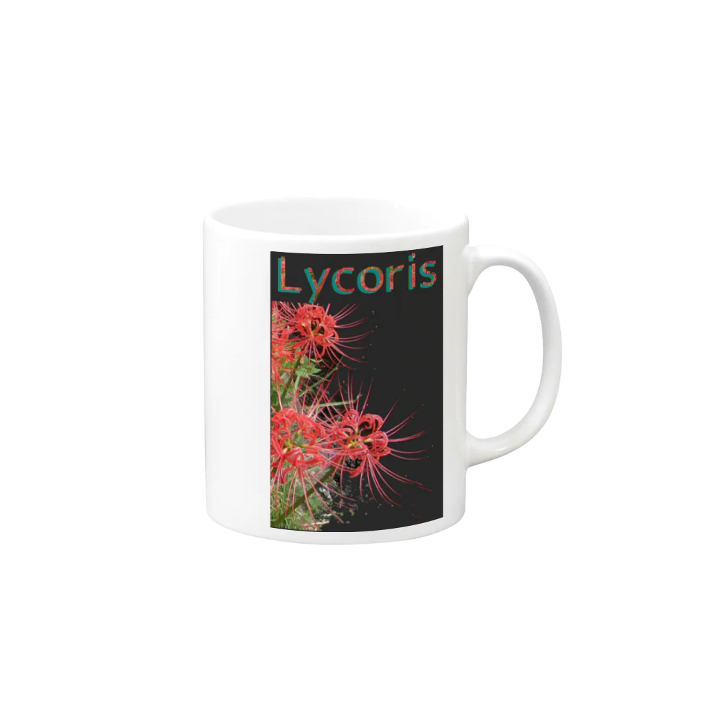 アニマル四字熟語のリコリス　彼岸花　LYCORIS Mug :right side of the handle