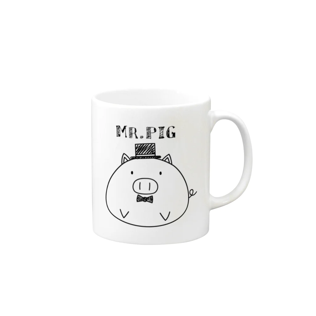 snowballsのミスターピッグ Mug :right side of the handle