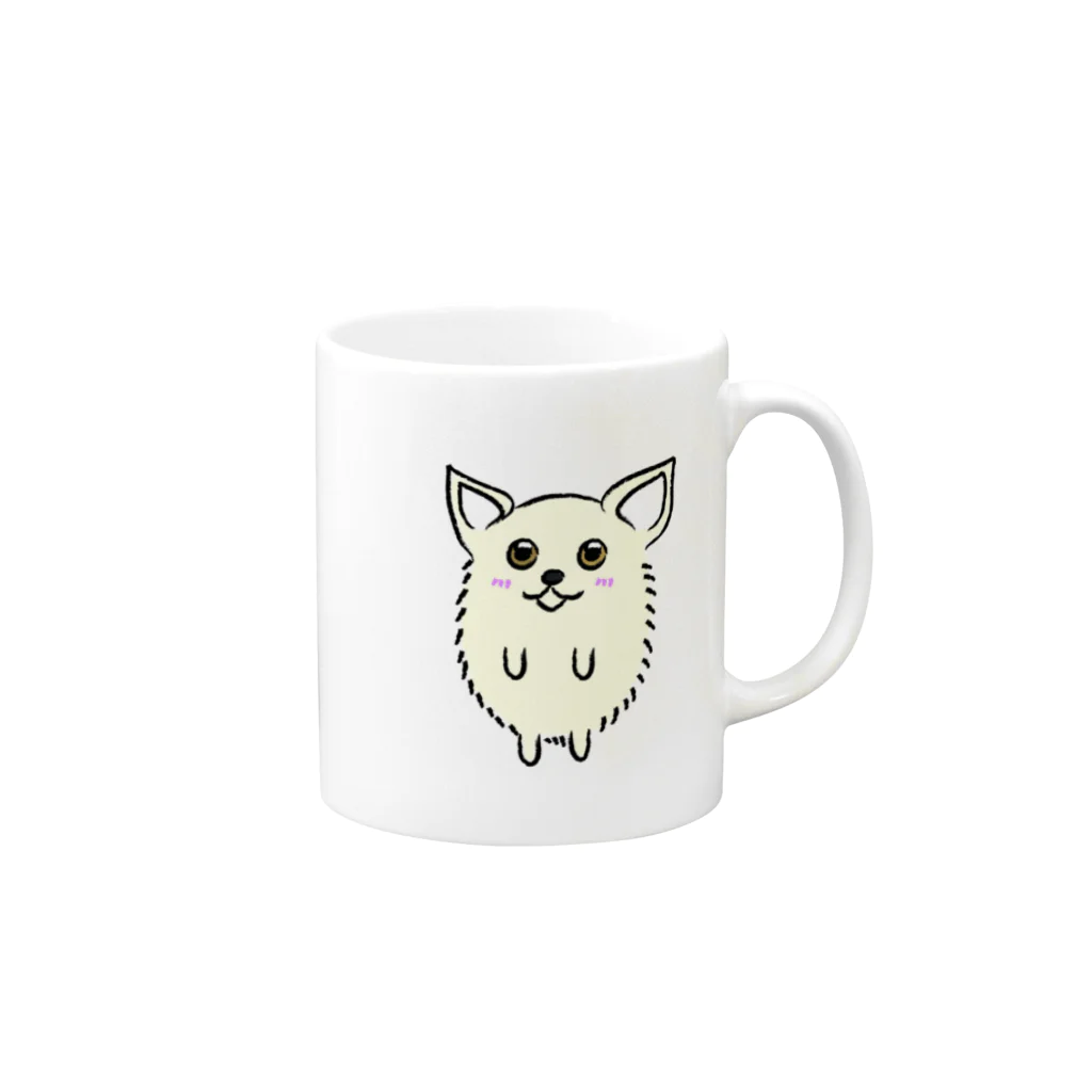 チワワのメロとミルク　「まんまるいぬ」YouTuber犬のチワワのミルクのグッズ Mug :right side of the handle