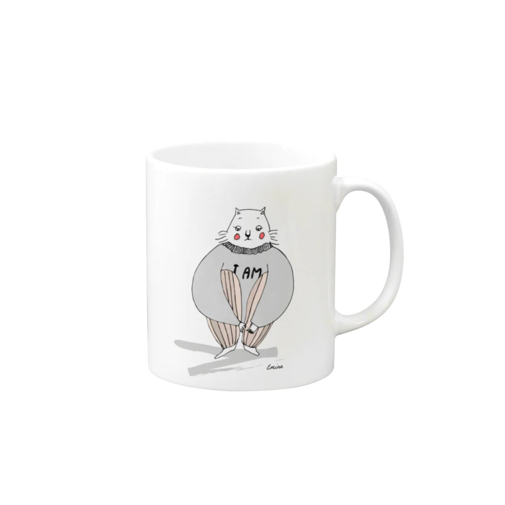 ATELIE EMINAのEMINA's FATTY CAT sitting ver. Mug :right side of the handle