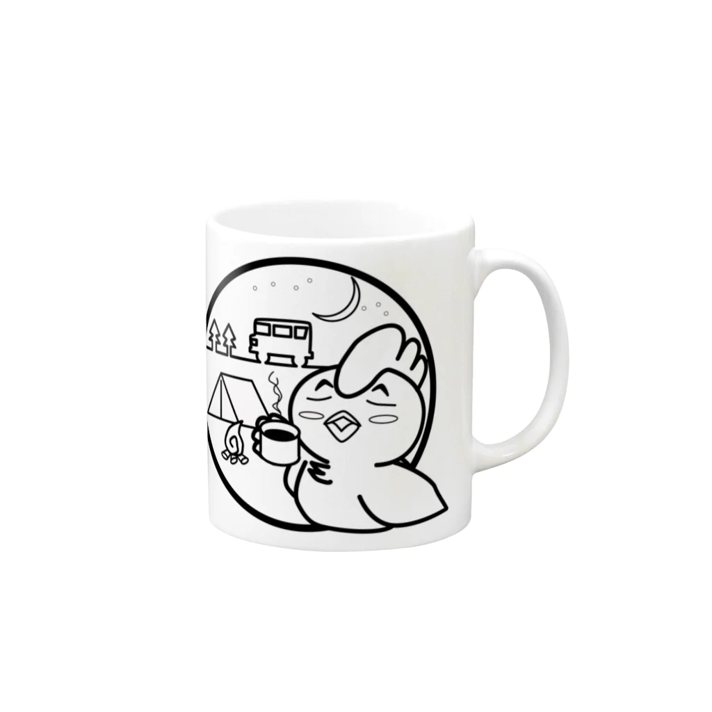 大道芸人 ぼびー(にわぼび と ぼびだるま)のちるきゃんぷ Mug :right side of the handle