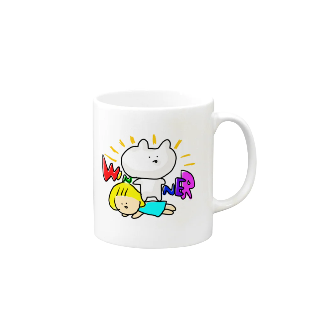 ななみんお店の勝ってうれしいうさぎ Mug :right side of the handle