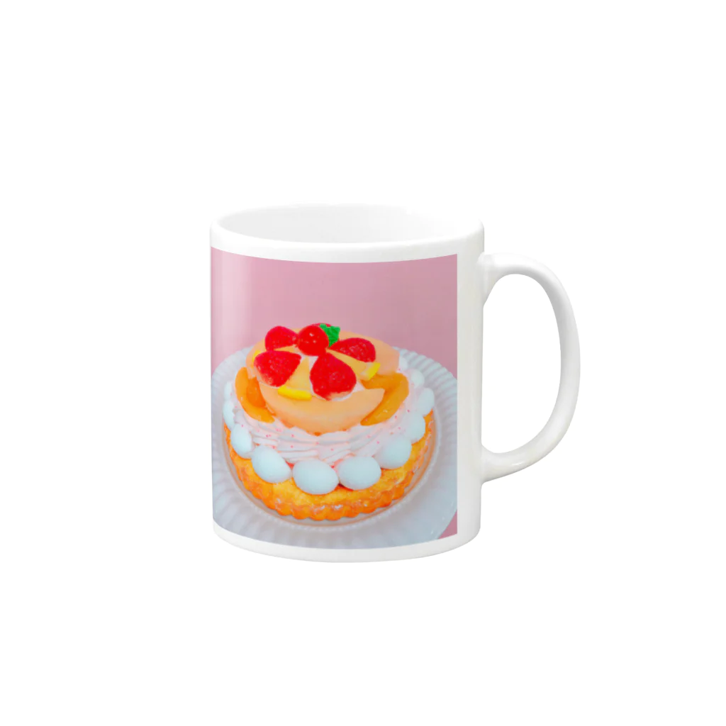 かわいい図鑑パティスリーのプリンセスフルーツタルト Mug :right side of the handle