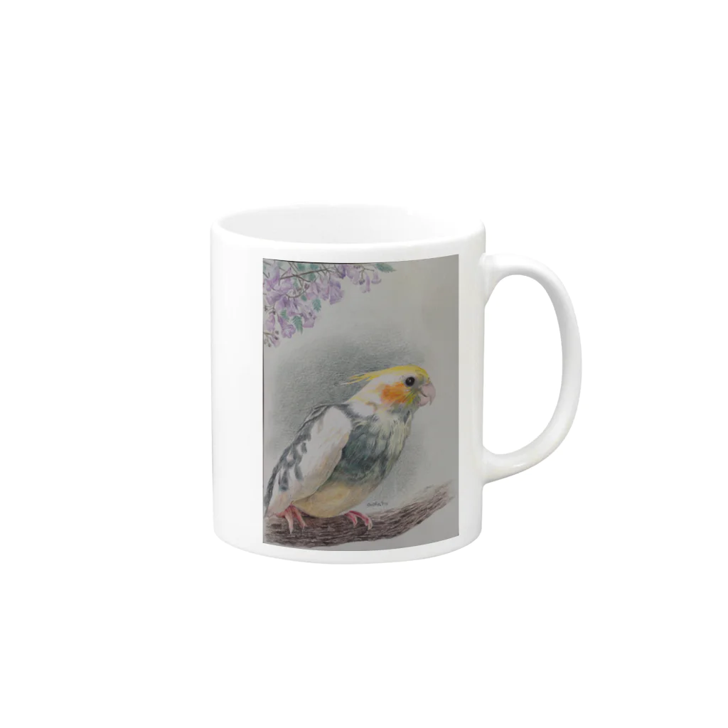 ショップみほりんのオカメインコの琥珀ちゃん Mug :right side of the handle