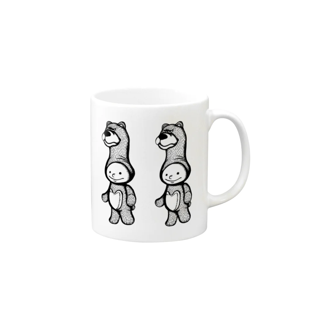 筆ペン画家 原良輔の着ぐるみくんの行進 Mug :right side of the handle