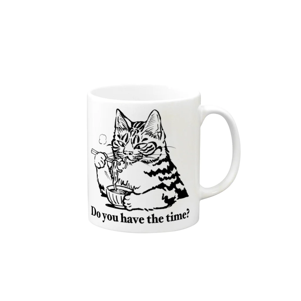 でんや　SUZURI店の時そば猫 Mug :right side of the handle