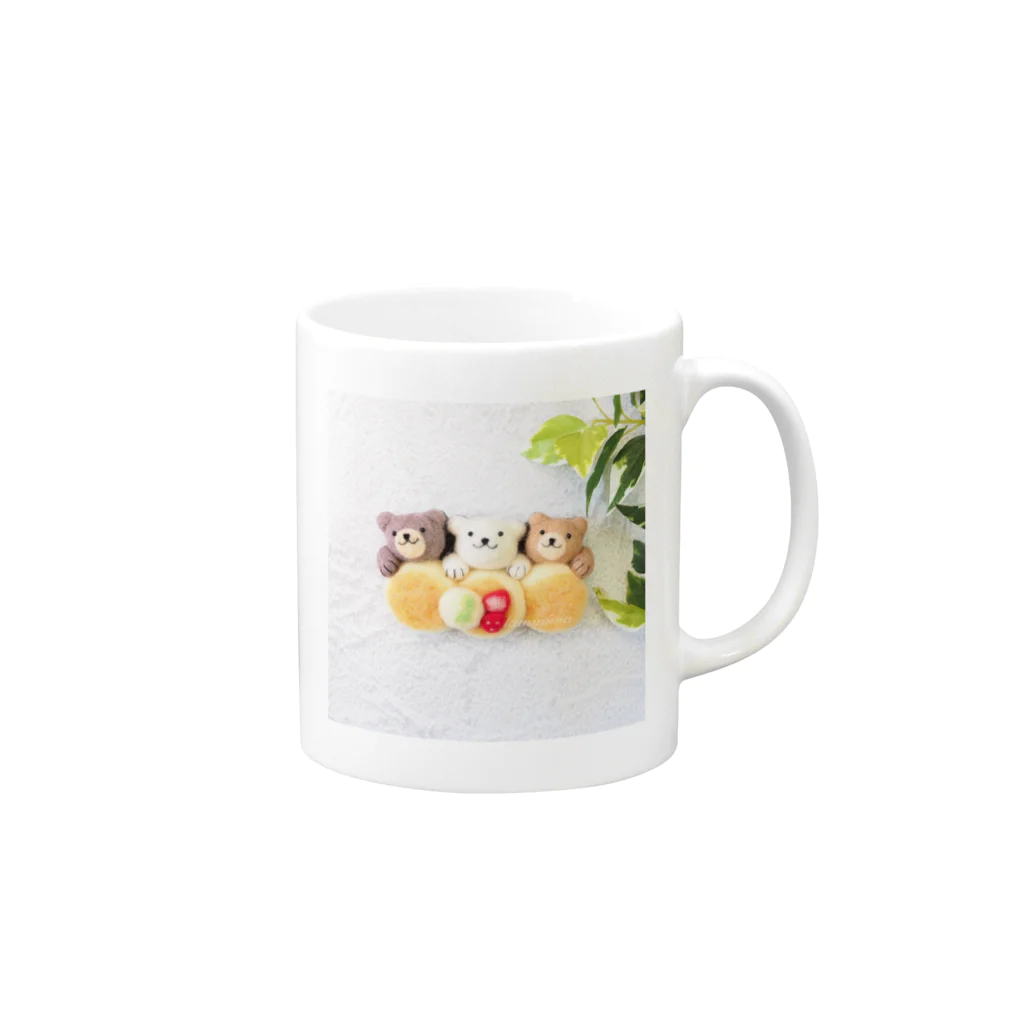 kumamia（くまみあ）のくまの3兄弟（パンケーキ） Mug :right side of the handle