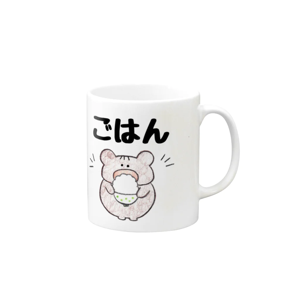 色えんぴつくまの店の色えんぴつくま【ごはん】 Mug :right side of the handle