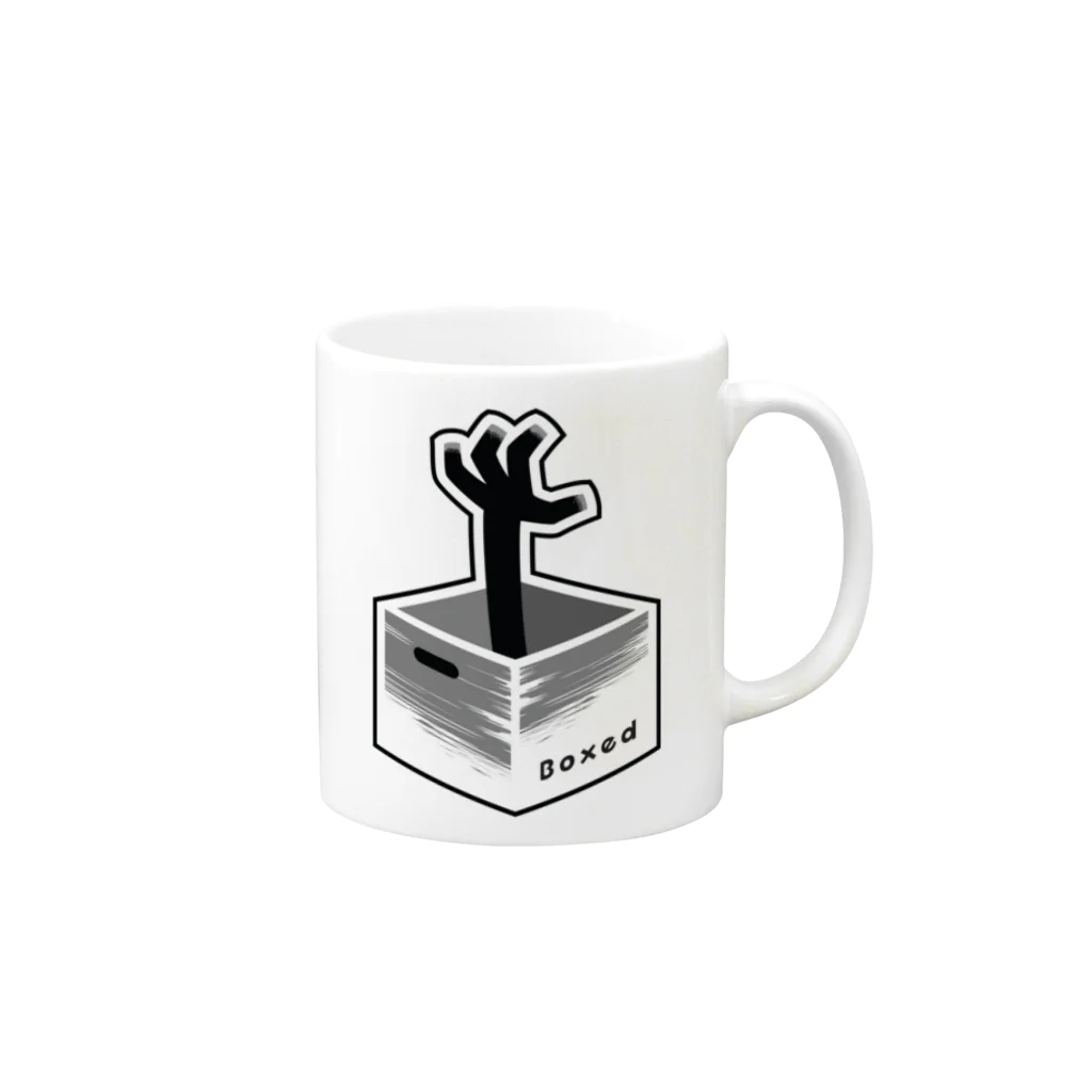 ツギハギ ニクの【Boxed * Horror】黒Ver Mug :right side of the handle