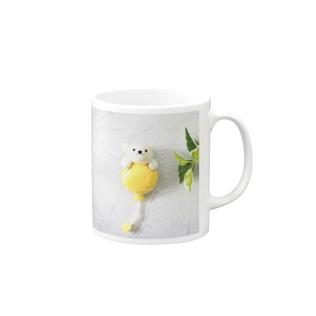 kumamia（くまみあ）のひょっこり！ふうせん（黄） Mug :right side of the handle