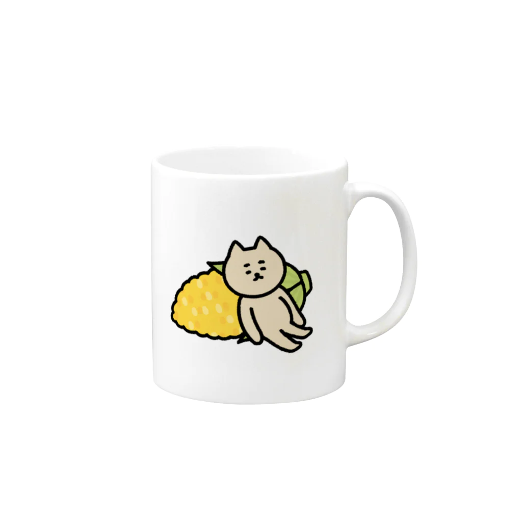 morocoshi-lifeのねこもろこし（ダルっ） Mug :right side of the handle