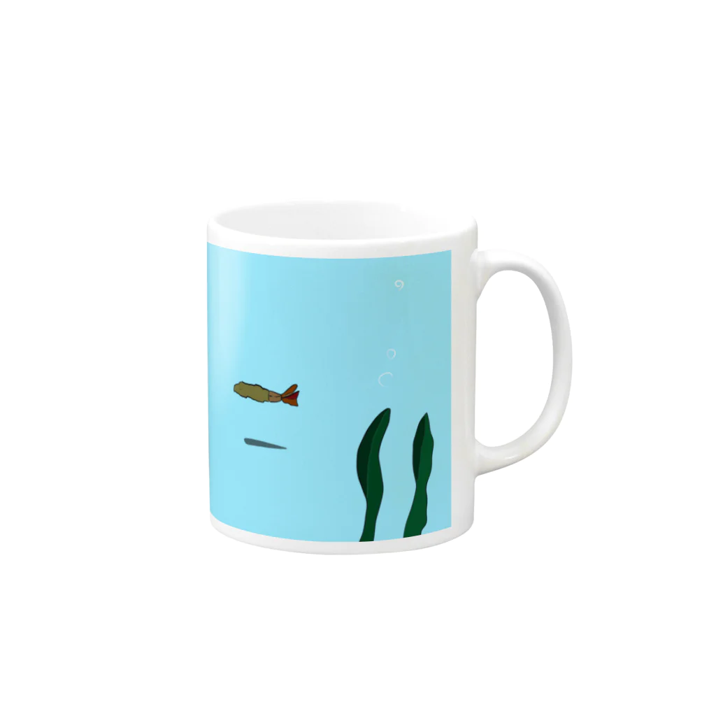 のせの水の中のエビフライ Mug :right side of the handle