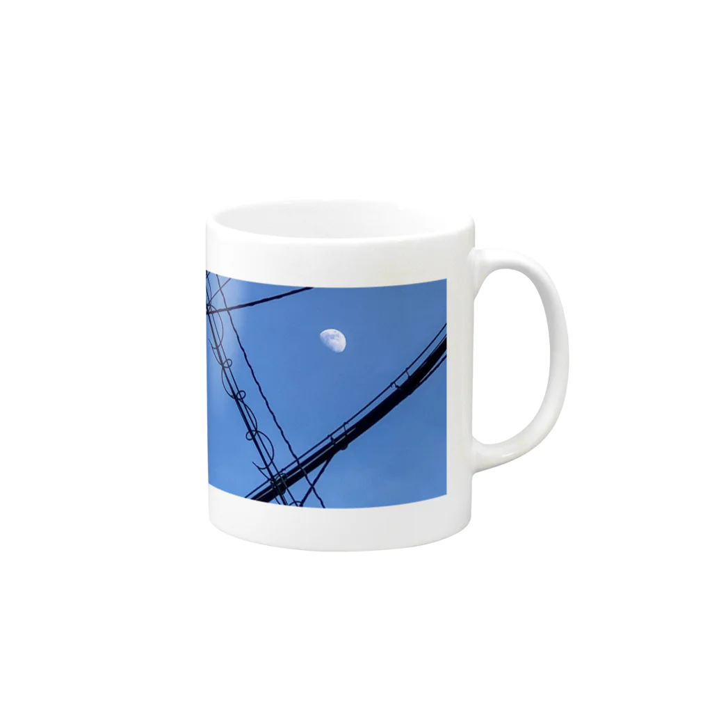 bowieの電線と下弦の月 Mug :right side of the handle