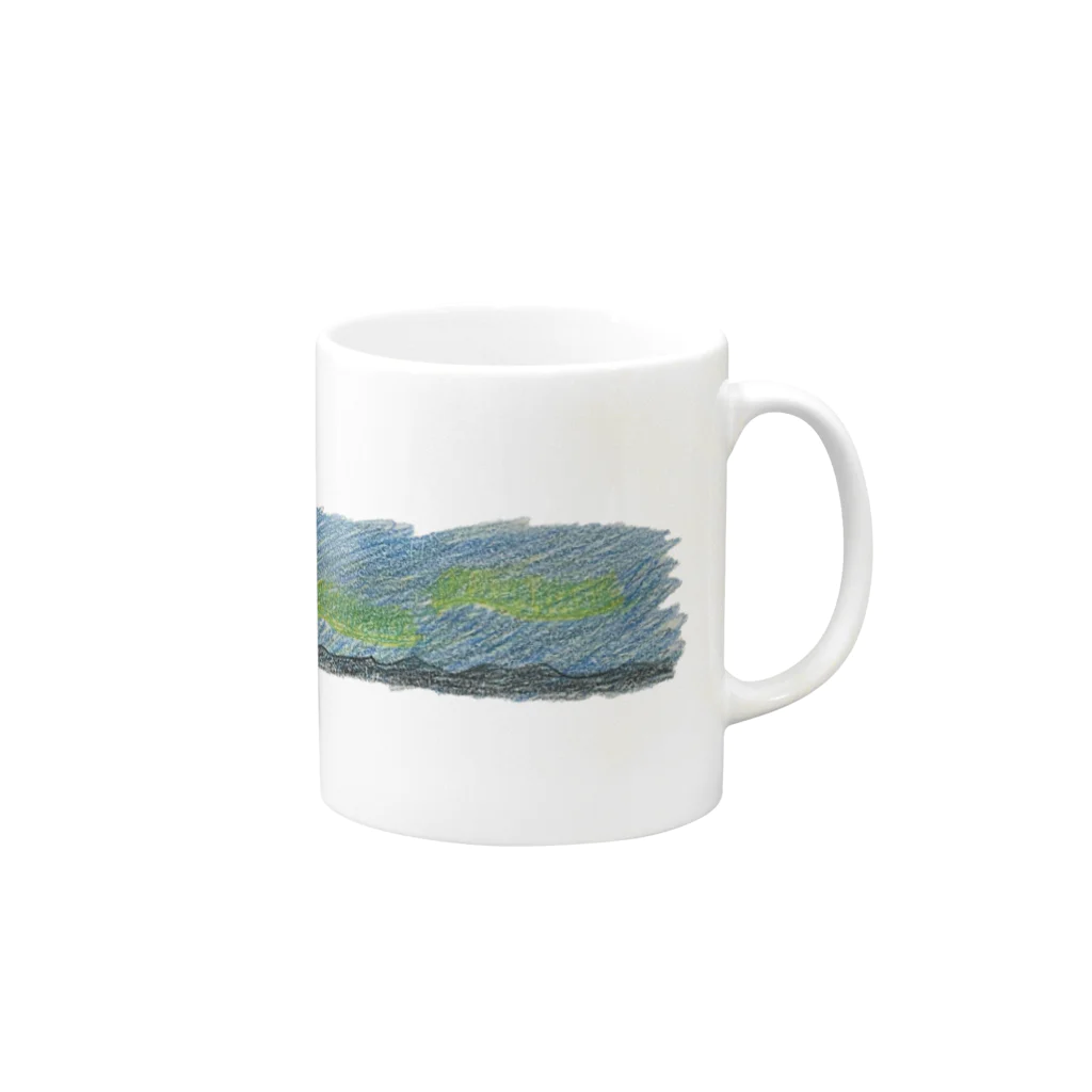 eveningcalmのクレヨンオーロラ Mug :right side of the handle