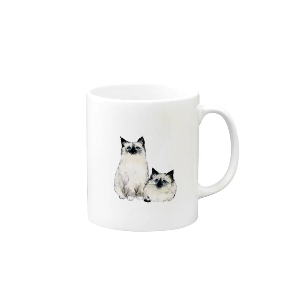 概のもちもち猫 Mug :right side of the handle