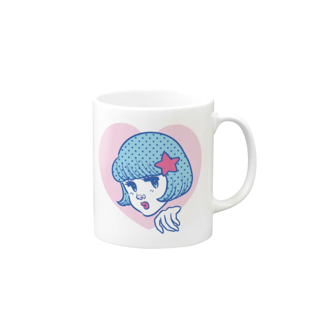 ソーメンズのおかっぱファンシー Mug :right side of the handle